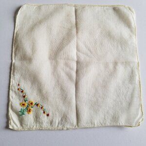 Vintage Hankie Embroidered Corner Sunflowers Yellow Floral Flowers Hanky Flowers